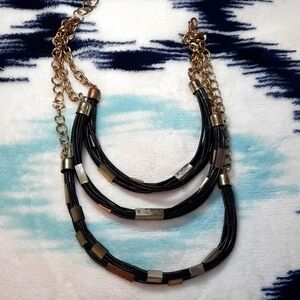Three Layer Black and Silver Necklace